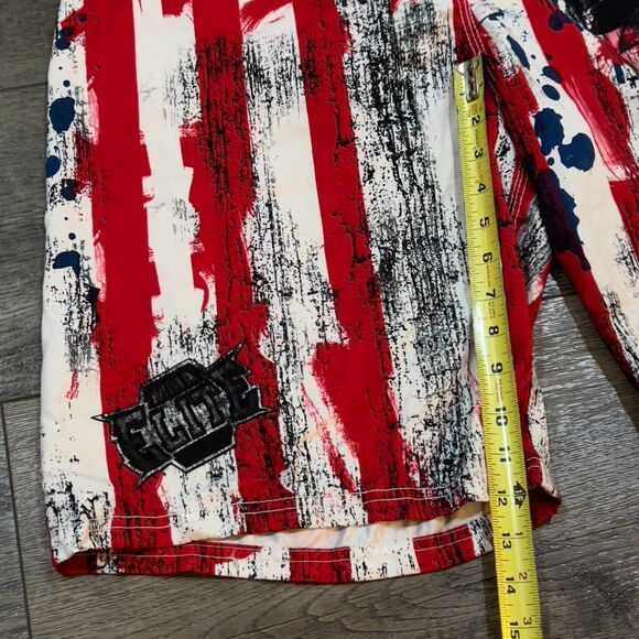 MMA Elite Shorts Inkblot Gym Fighting Stretch Drawstring Pockets Logo Mens XL - Picture 8 of 8